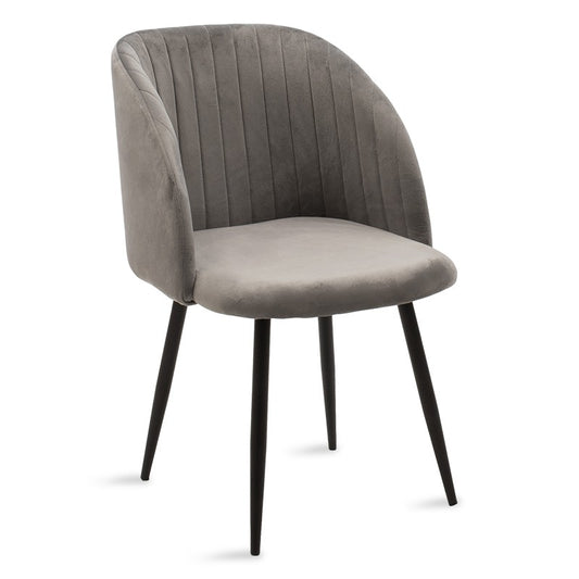 Fauteuil  chaise Oasis velours gris - pieds noirs