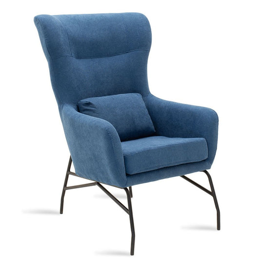 Fauteuil Rimbo en tissu couleur bleue 66x81x102cm