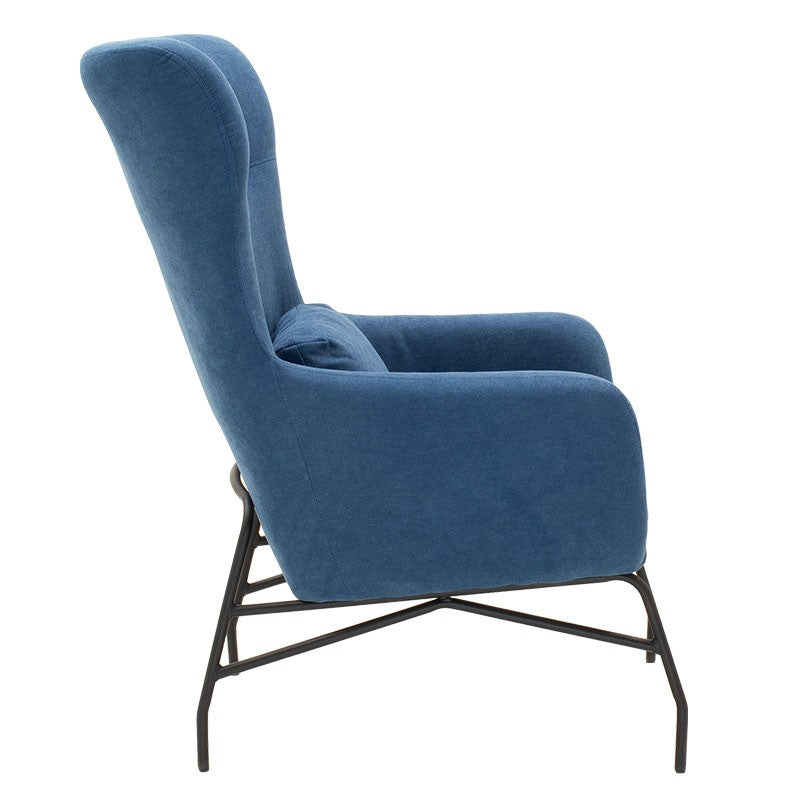 Fauteuil Rimbo en tissu couleur bleue 66x81x102cm