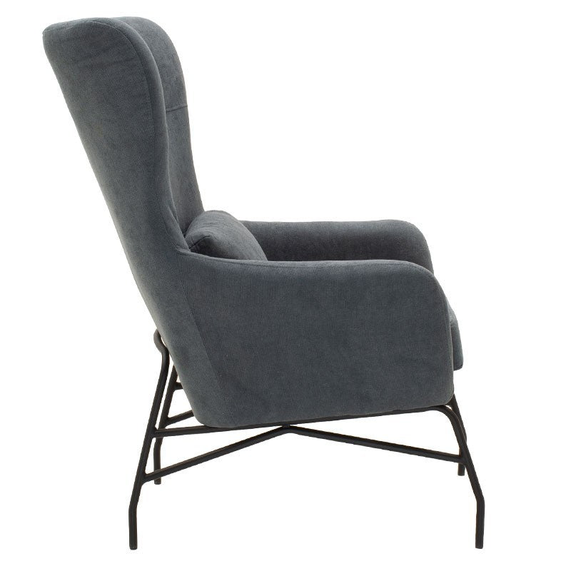 Fauteuil Rimbo en tissu Gris pied metal  66x81x102cm