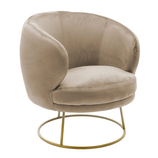 Fauteuil Rony velours Beige 78x75x82cm