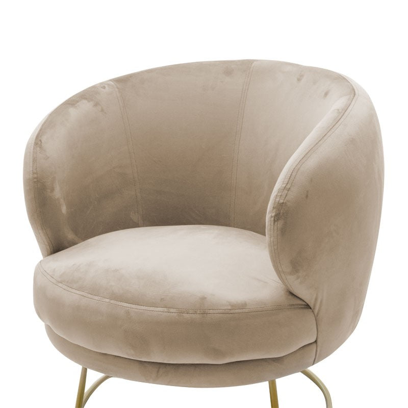 Fauteuil Rony velours Beige 78x75x82cm