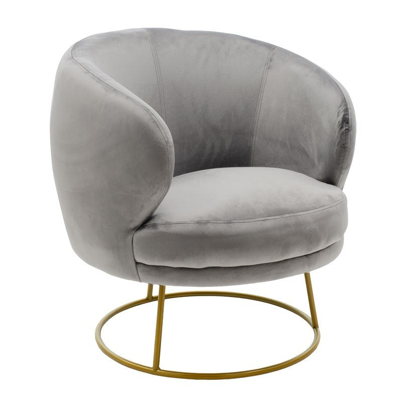 Fauteuil Rony velours Gris 78x75x82cm