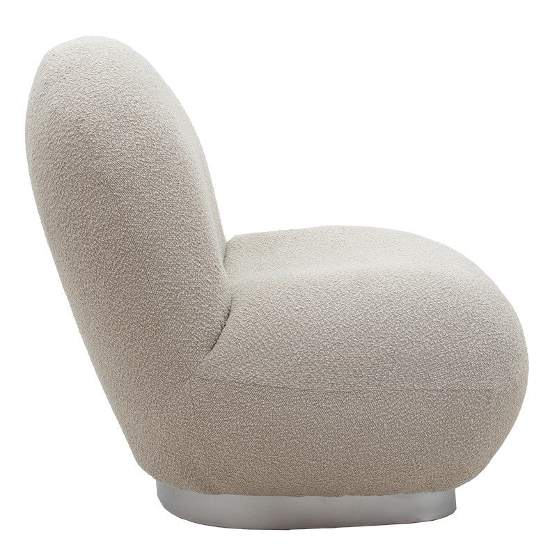 Fauteuil Rosalie tissu boucle beige-argent 83x80x79cm