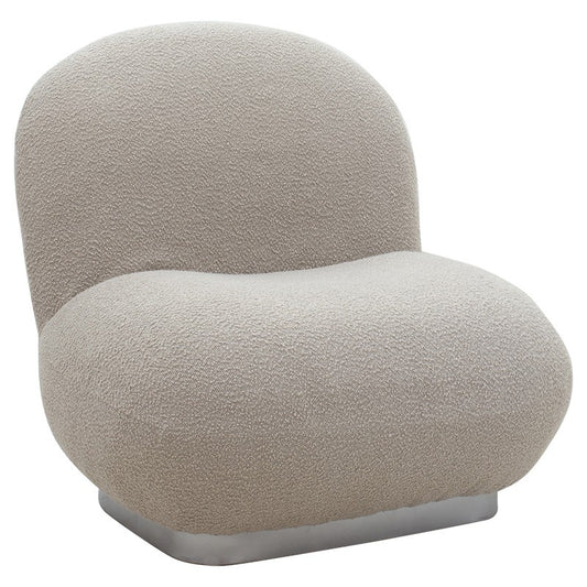 Fauteuil Rosalie tissu boucle beige-argent 83x80x79cm