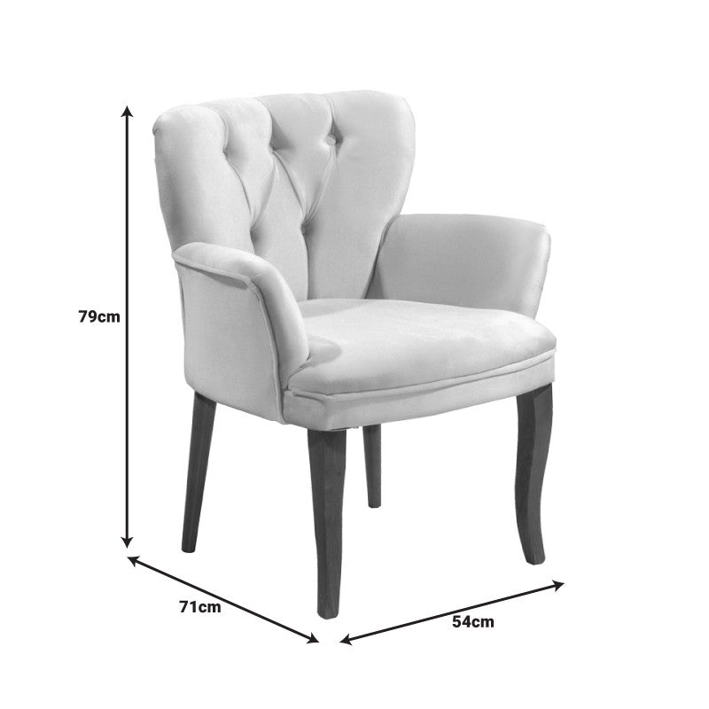 Fauteuil Samara tissu gris antique 67x62x78cm