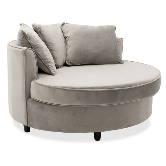Fauteuil-canapé canapé rond en velours gris 123x120x85cm