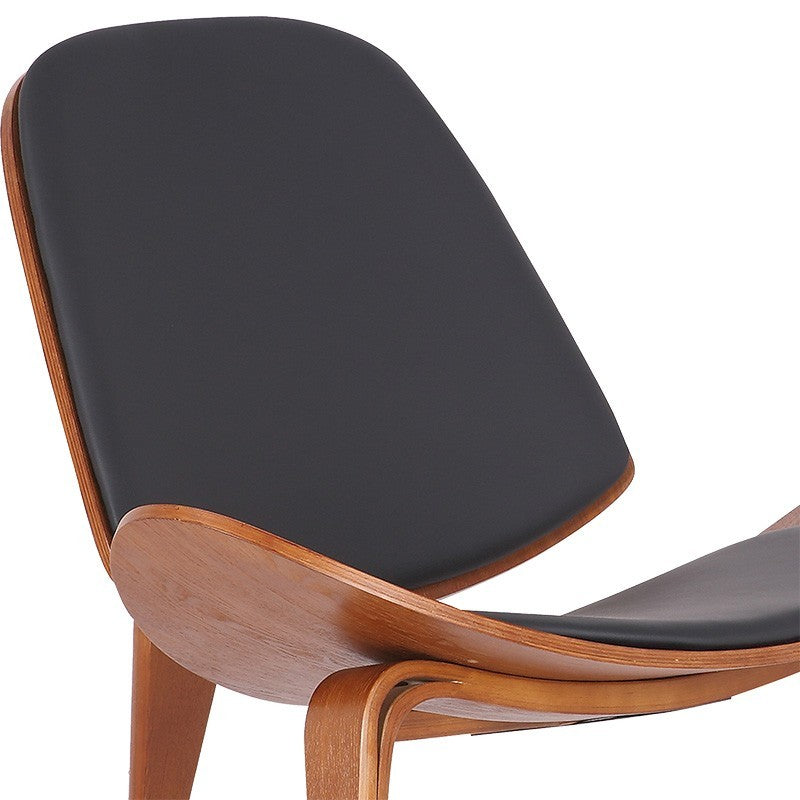 Fauteuil Vilma PU noir-contreplaqué de noyer 90x73x75cm