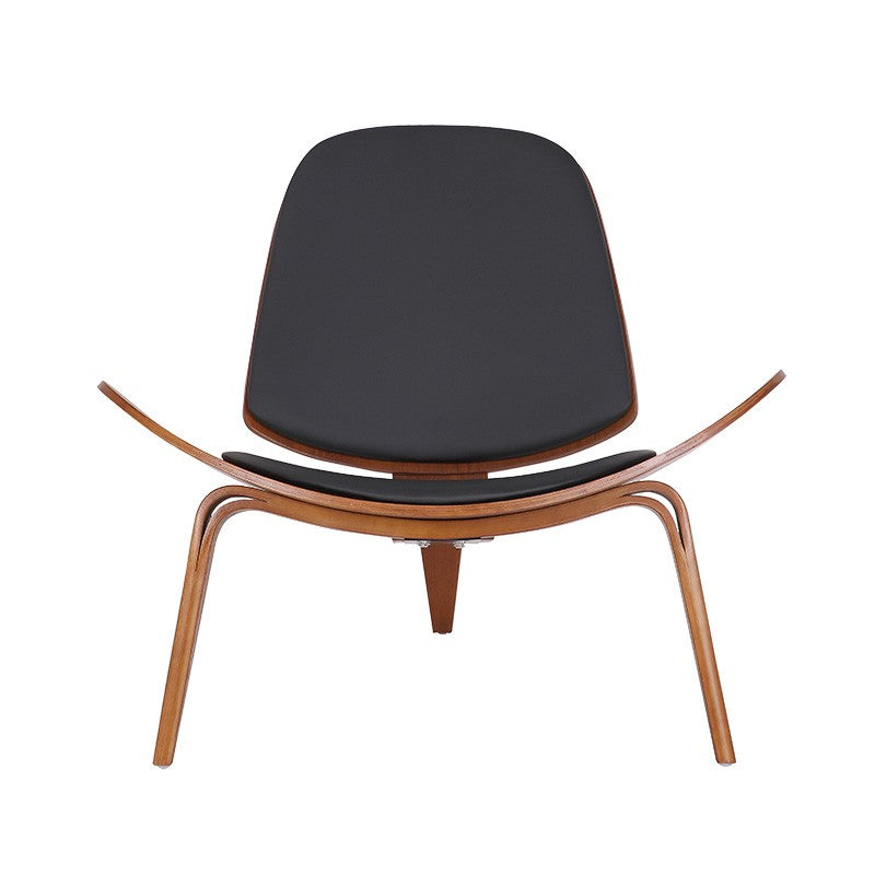 Fauteuil Vilma PU noir-contreplaqué de noyer 90x73x75cm