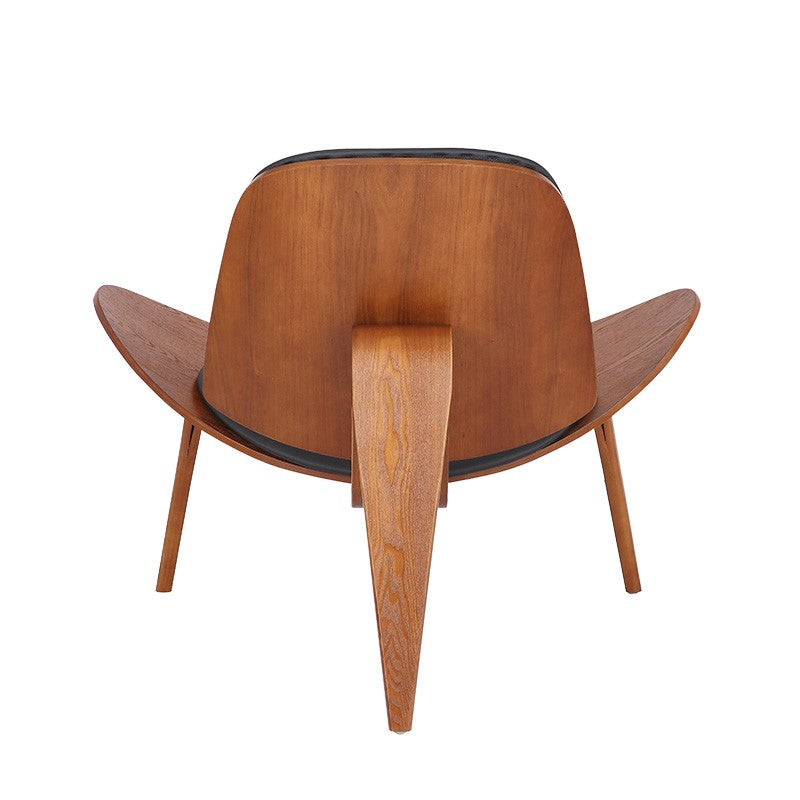 Fauteuil Vilma PU noir-contreplaqué de noyer 90x73x75cm
