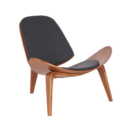 Fauteuil Vilma PU noir-contreplaqué de noyer 90x73x75cm
