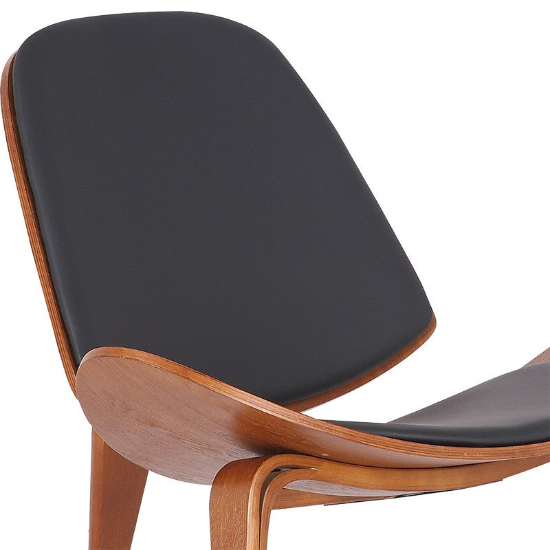 Fauteuil Vilma PU noir-contreplaqué de noyer 90x73x75cm