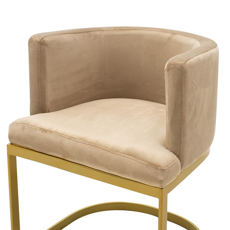Fauteuil Viv en velours beige - métal doré