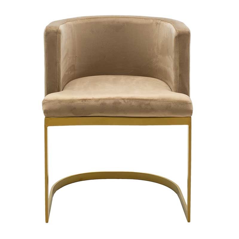 Fauteuil Viv en velours beige - métal doré