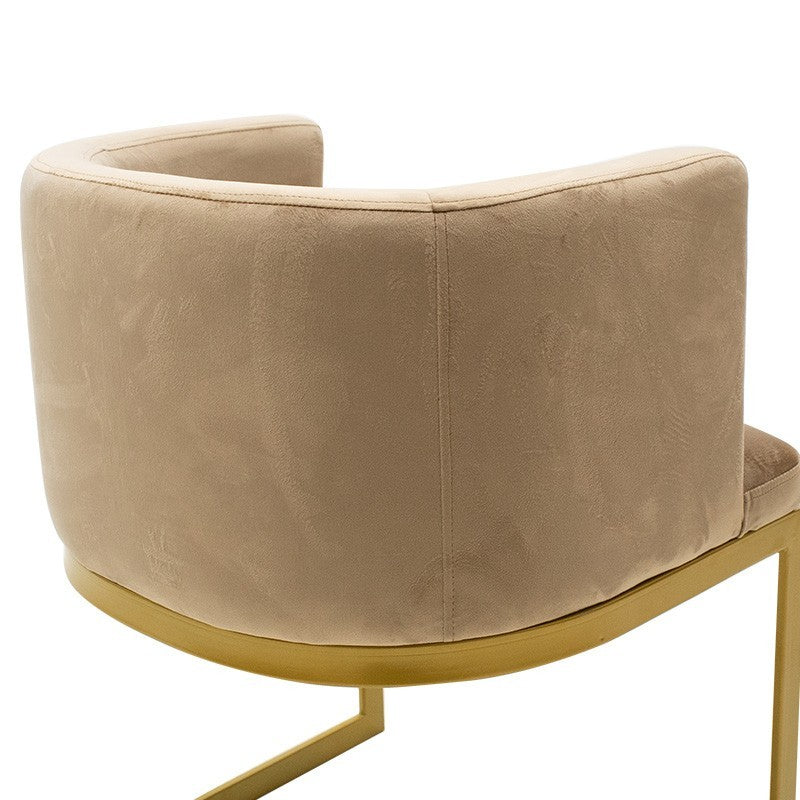 Fauteuil Viv en velours beige - métal doré