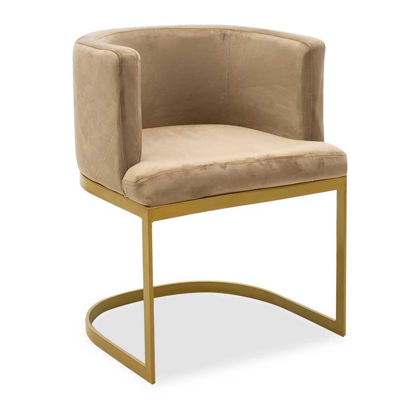Fauteuil Viv en velours beige - métal doré