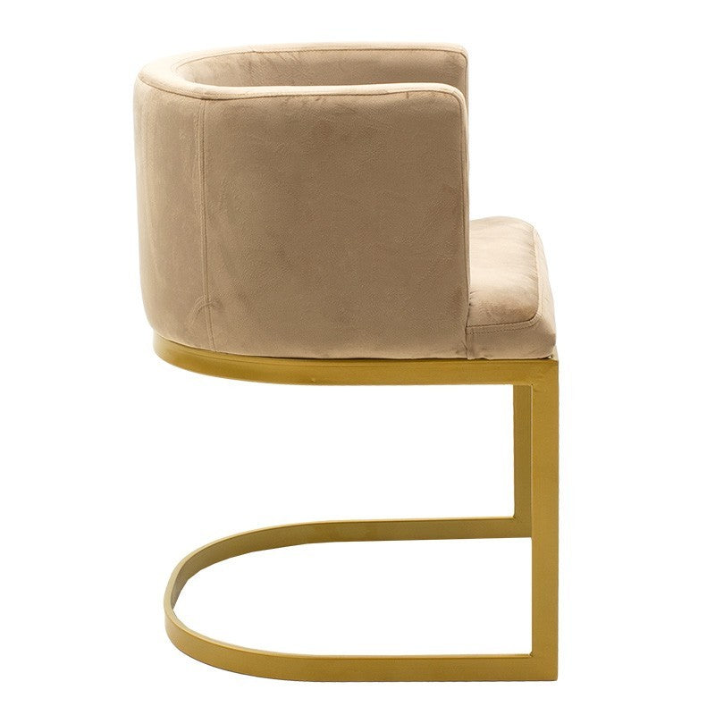 Fauteuil Viv en velours beige - métal doré