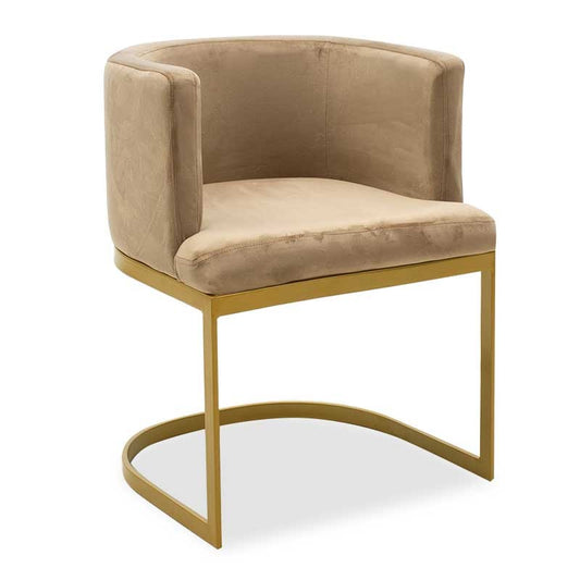 Fauteuil Viv en velours beige - métal doré