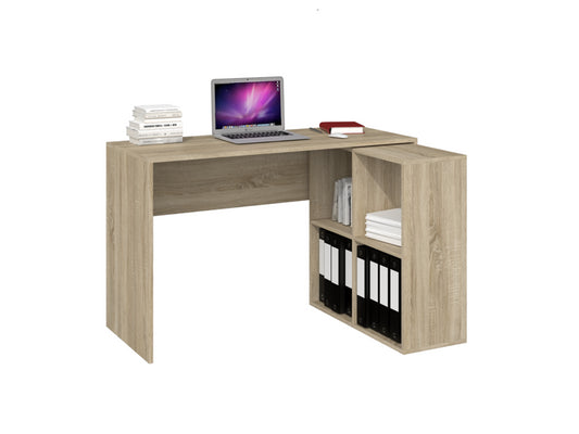 Bureau d'angle RITA 120x50x76cm 4 niches de rangement Bois Sonoma