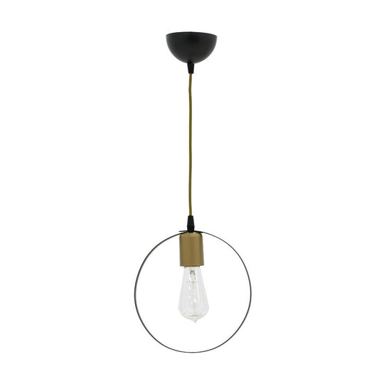 Plafonnier suspension luminaire Florian E27 noir-or D23x66cm