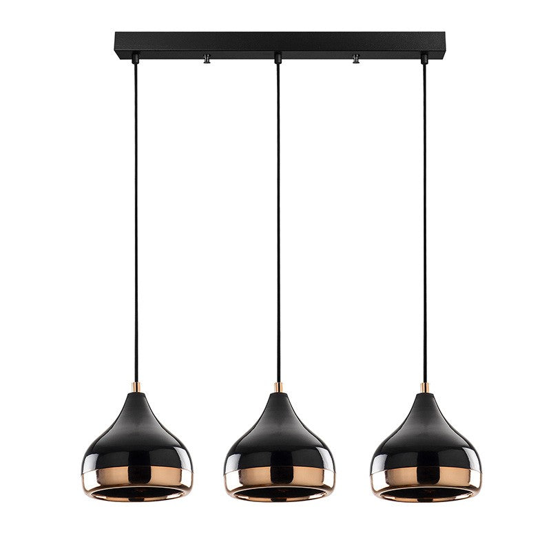 Plafonnier suspension luminaire trois lumières E E27 noir-bronze 67x17x110cm