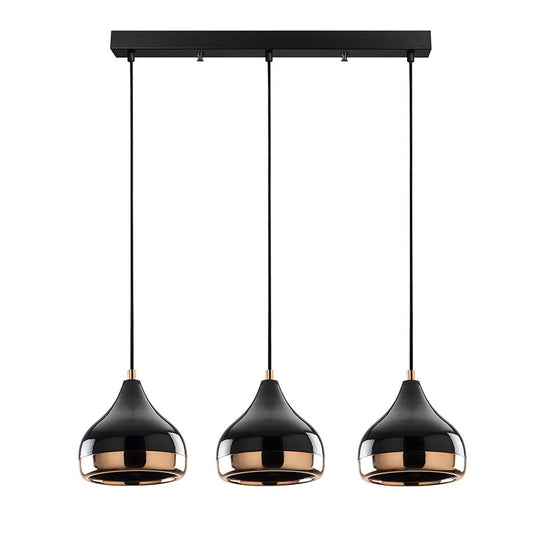 Plafonnier suspension luminaire trois lumières E E27 noir-bronze 67x17x110cm