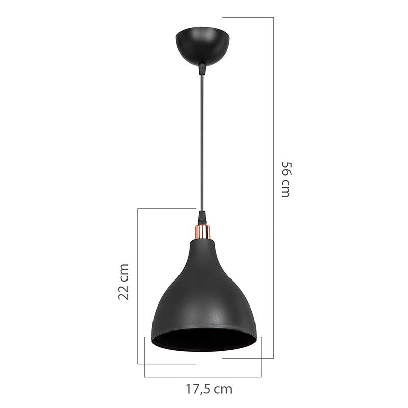 Plafonnier suspension luminaire Lofty Å27 noir D18x56cm