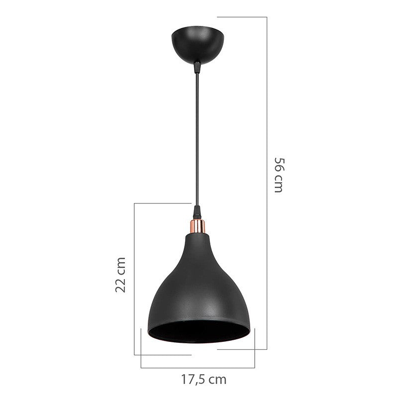 Plafonnier suspension luminaire Lofty Å27 noir D18x56cm