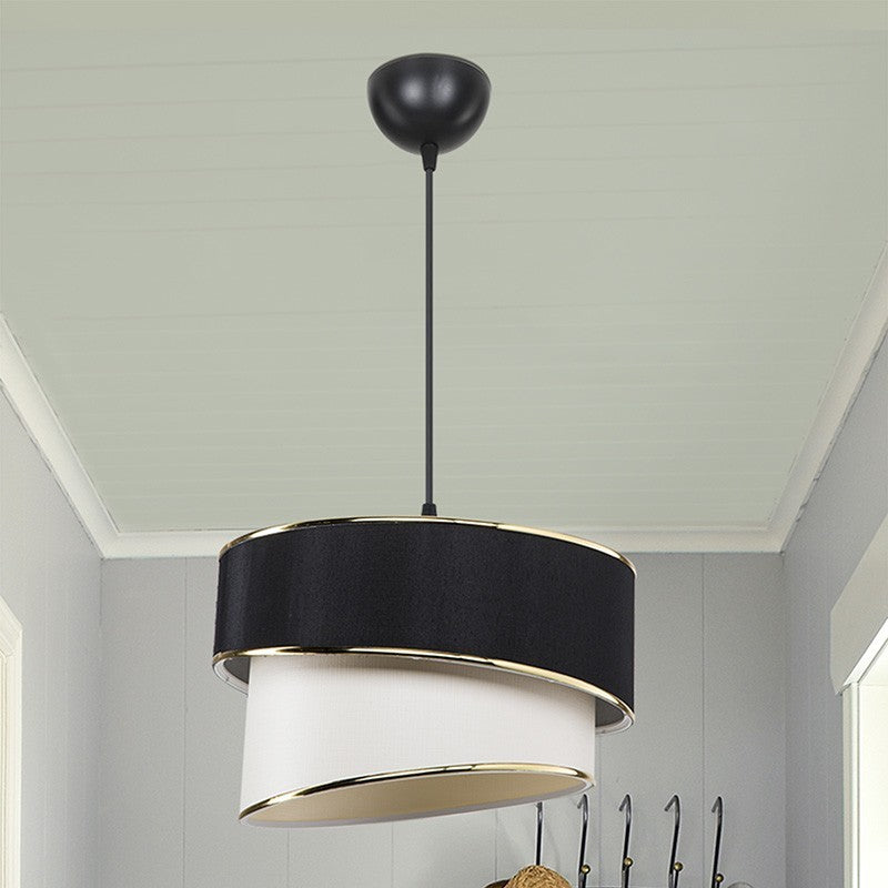 Plafonnier suspension luminaire Loopy Å27 noir-blanc D30x18cm