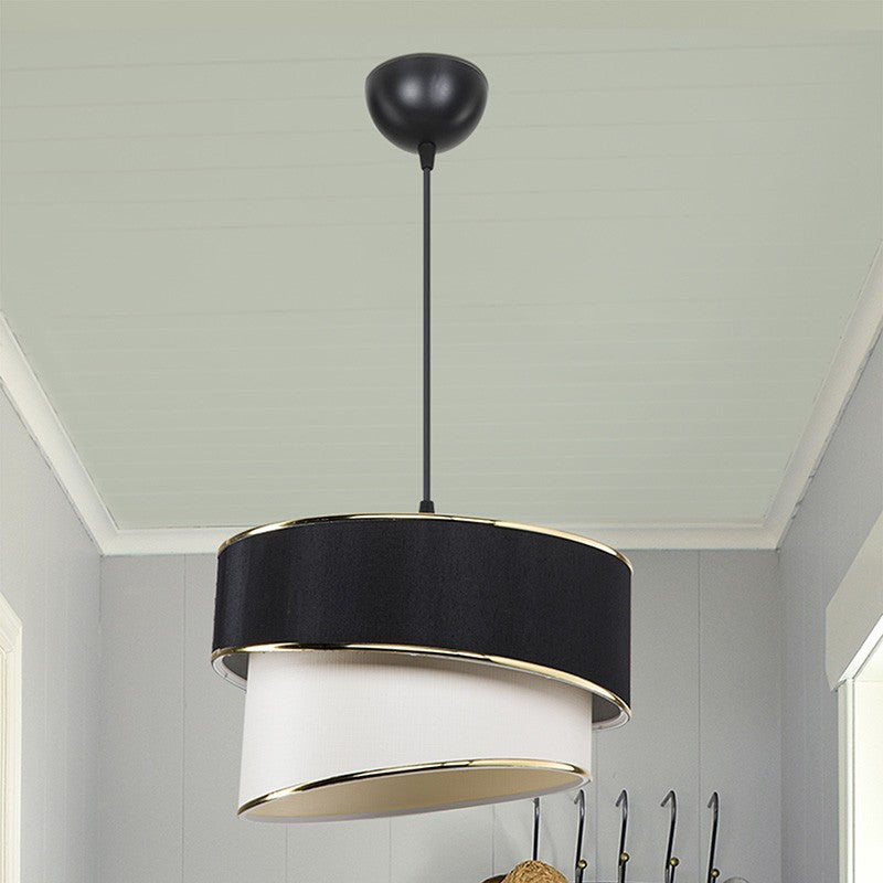 Plafonnier suspension luminaire Loopy Å27 noir-blanc D30x18cm
