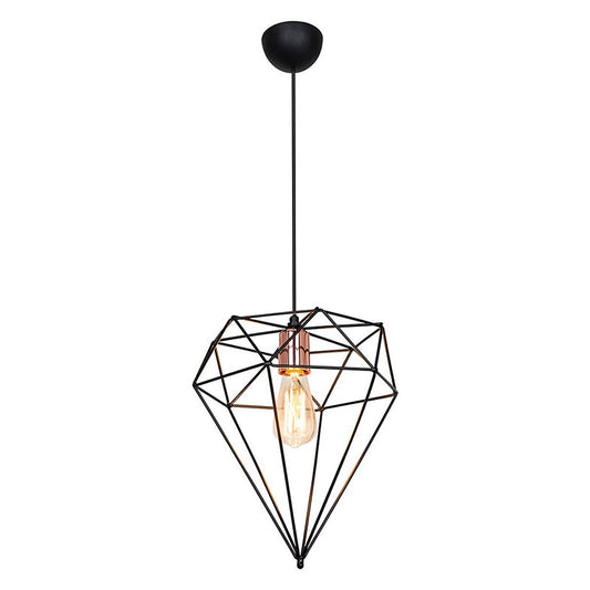 Plafonnier suspension luminaire  Å27 métal noir D30x35cm