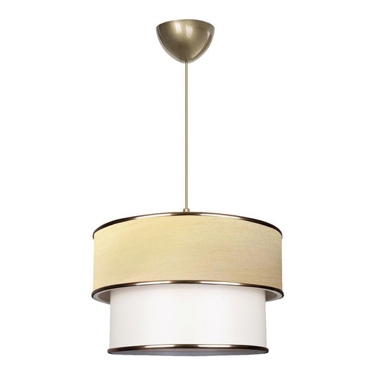 Plafonnier suspension luminaire E27 écru-doré D30x20cm