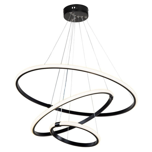 Plafonnier suspension luminaire LED 60-80W noir D60x100cm