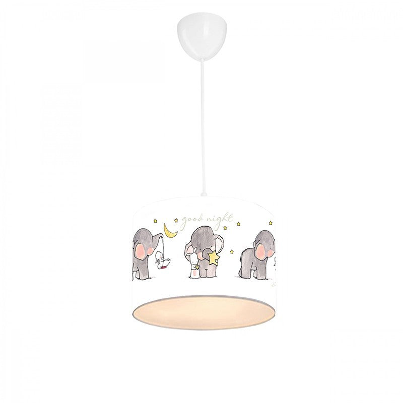 Plafonnier suspension luminaire pour enfant E27 blanc-gris D24x20cm
