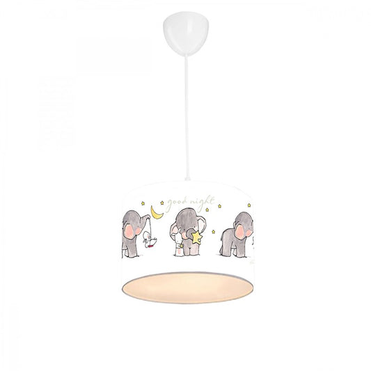 Plafonnier suspension luminaire pour enfant E27 blanc-gris D24x20cm