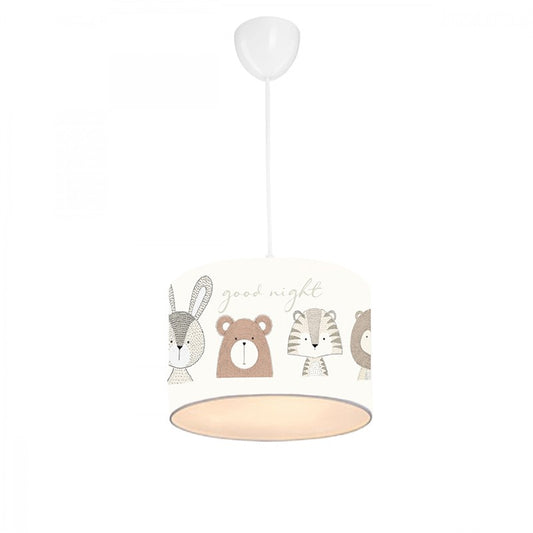 Plafonnier suspension luminaire pour enfant E27 gris-blanc D24x20cm