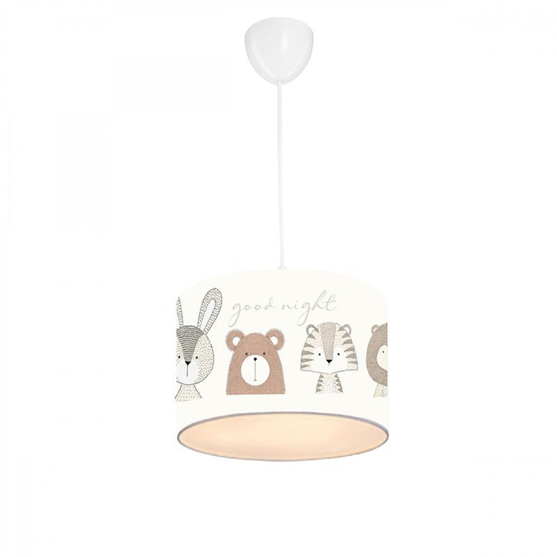 Plafonnier suspension luminaire pour enfant E27 gris-blanc D24x20cm