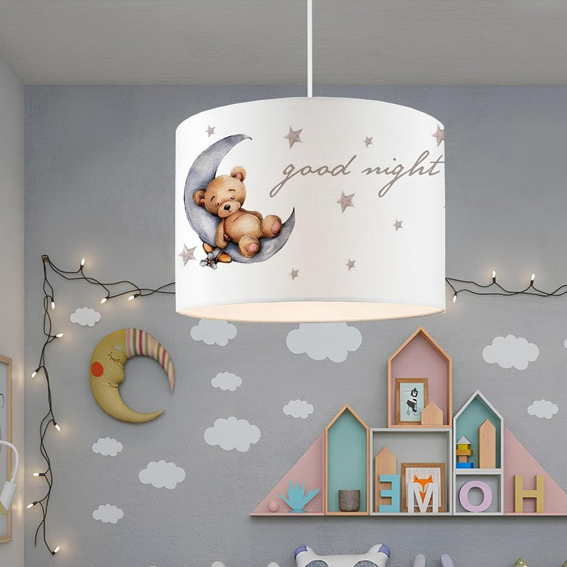 Plafonnier suspension luminaire pour enfant  E27 blanc-gris D28x20cm