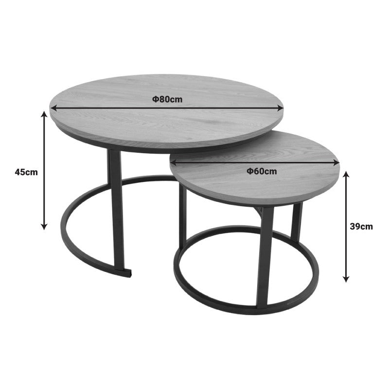 Lot de 2 table basse  mdf couleur chêne