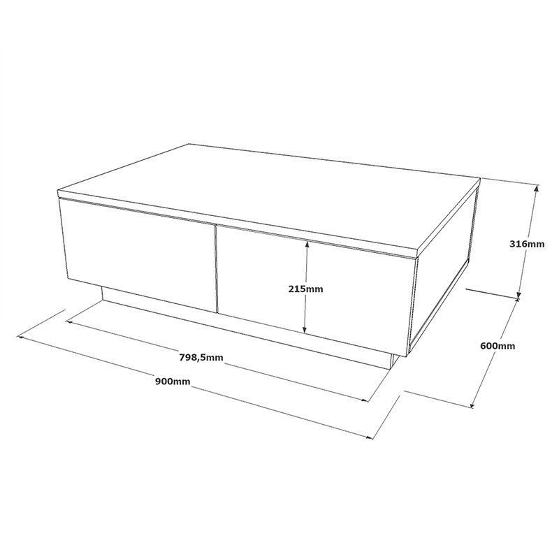Table basse Thunder gris antique anthracite 90x60x31,5 cm