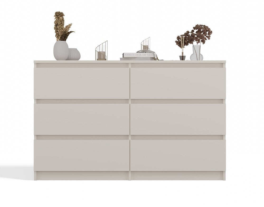 Commode IRINA 6 tiroirs 120 x75 x 30 cm Beige