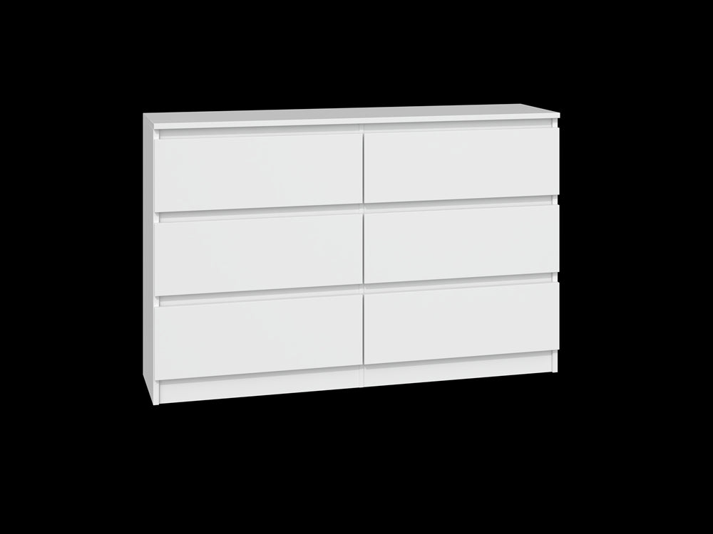 Commode IRINA 6 tiroirs 120 x75 x 30 cm Blanche