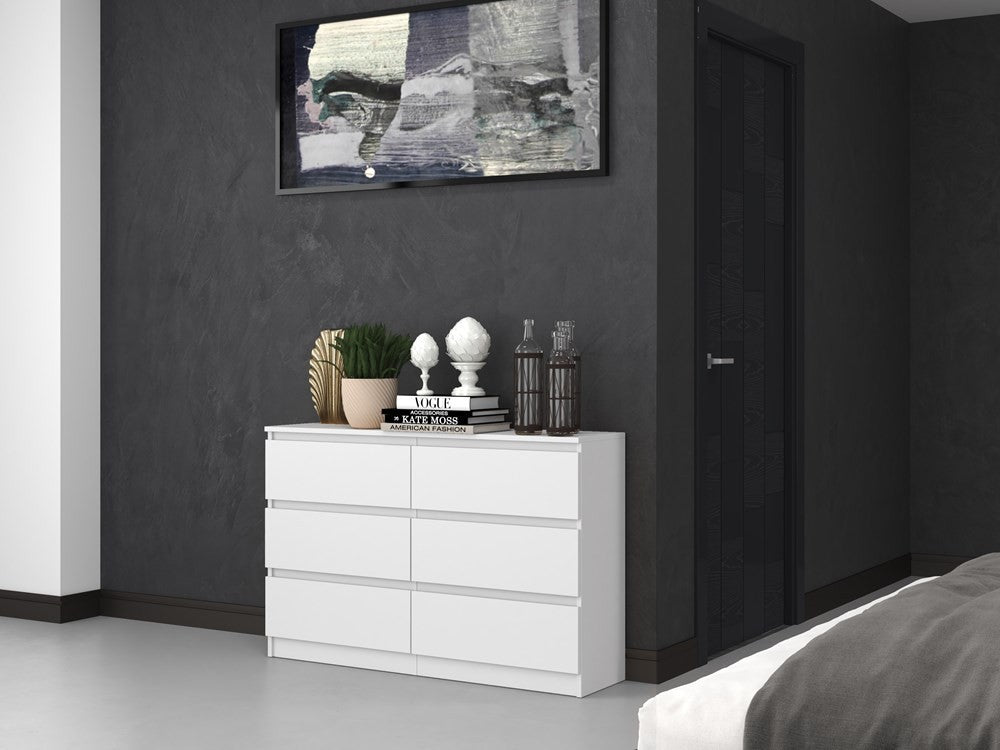 Commode IRINA 6 tiroirs 120 x75 x 30 cm Blanche