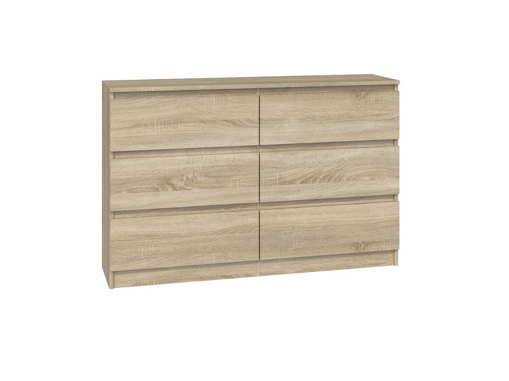 Commode IRINA 6 tiroirs 120 x75 x 30 cm Bois clair