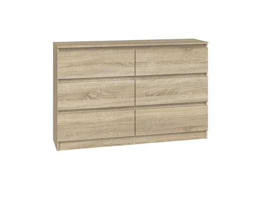 Commode IRINA 6 tiroirs 120 x75 x 30 cm Bois clair