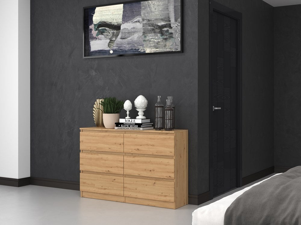 Commode IRINA 6 tiroirs 120 x75 x 30 cm Bois