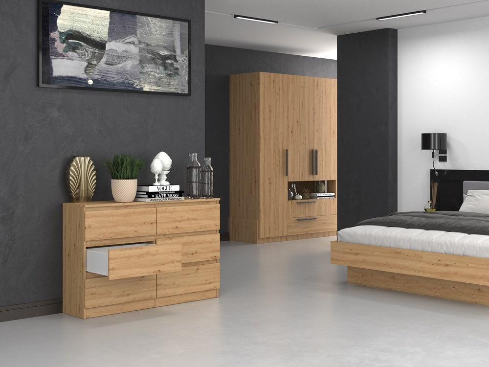 Commode IRINA 6 tiroirs 120 x75 x 30 cm Bois
