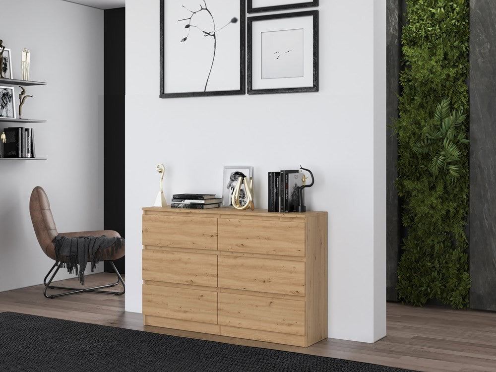 Commode IRINA 6 tiroirs 120 x75 x 30 cm Bois