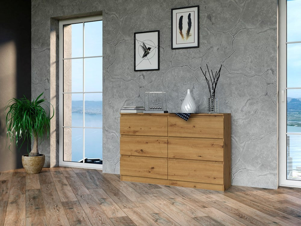 Commode IRINA 6 tiroirs 120 x75 x 30 cm Bois