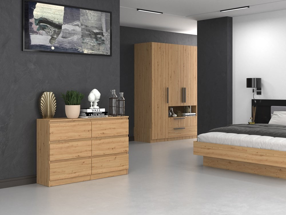Commode IRINA 6 tiroirs 120 x75 x 30 cm Bois